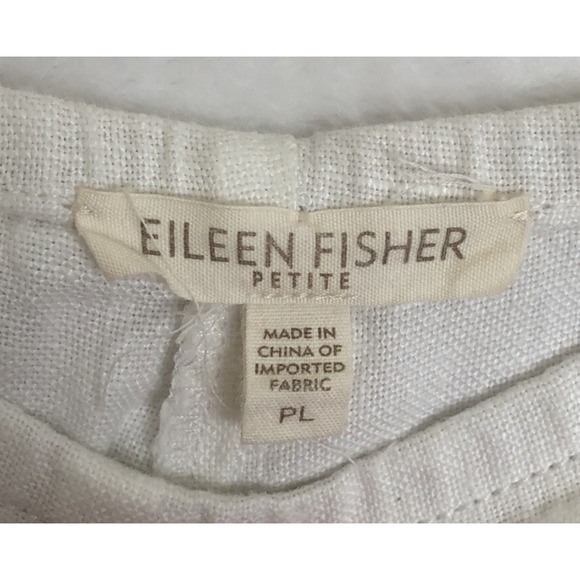EILEEN FISHER 100% Linen Pants Cropped Sz PL White Side Zip Wide Leg Lagenlook - Picture 3 of 11